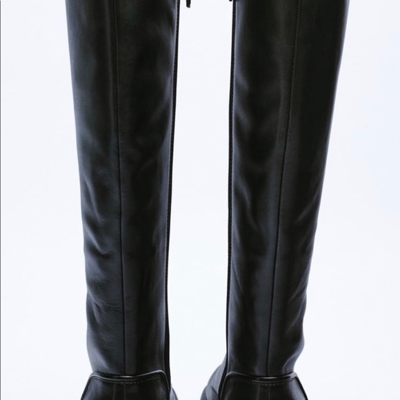 Long black thick lug soles leather boots - Picture 5 of 6